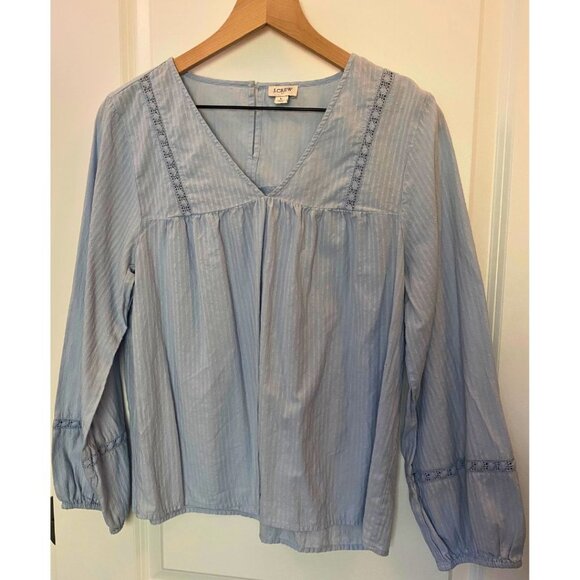 J Crew Women's Light Blue Blouse Lightweight Embroidered Women's Size Large - Picture 3 of 8